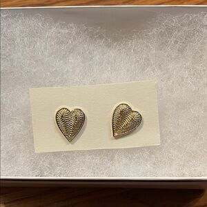 Macy's Gold Textured Heart Earrings